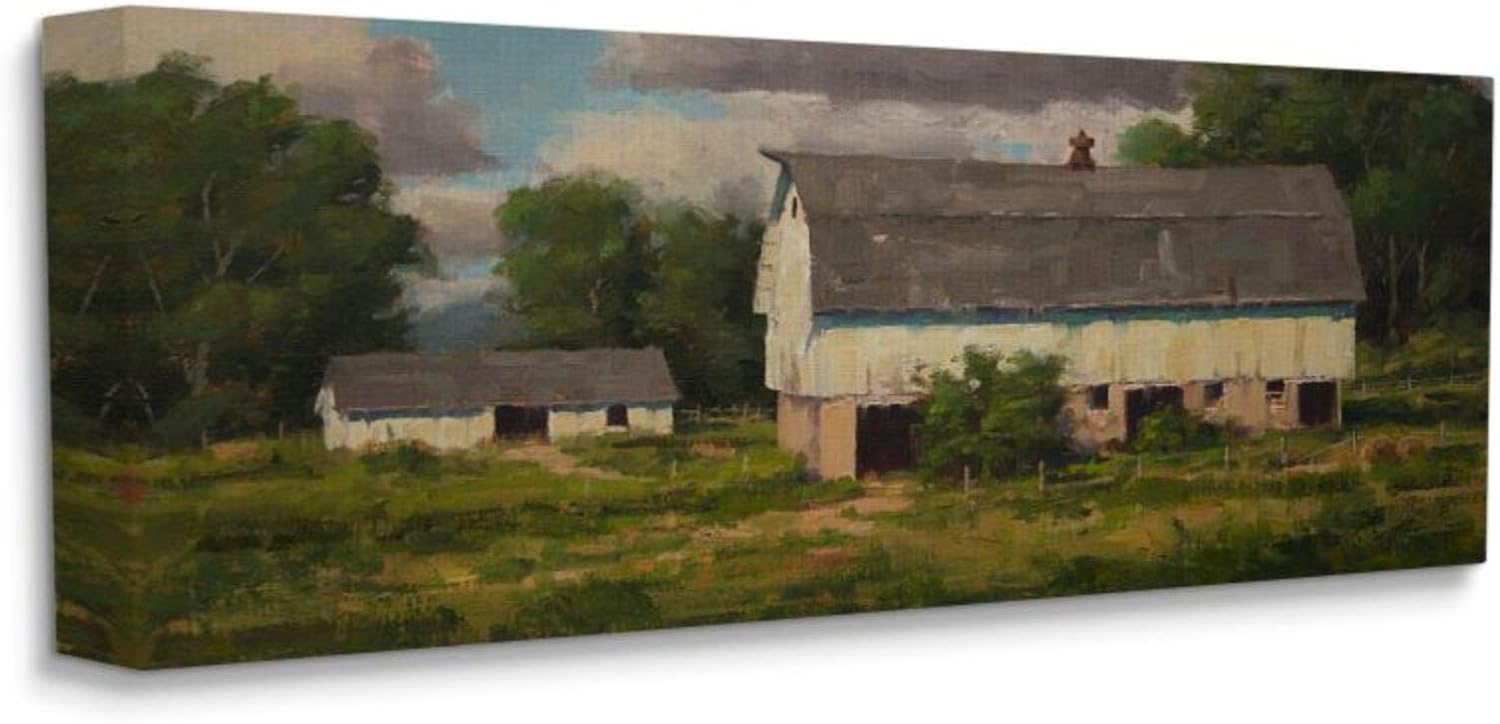 Paintings - Stupell Industries Farm Cottage Country Barn Landscape Painting Canvas Jason Tako Wall Art, 10 x 24