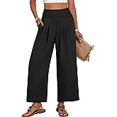 Lepunuo High Waisted Wide Leg Palazzo Pants for Women Summer Beach Vacation Lounge Trousers with Pockets 2026 Trendy
