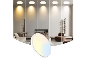WKONCLDY 7.5Inch LED Ceiling Lights, 5 Colors Selectable (3000K/3500K/4500K/5000K/6000K) Flush Mount Ceiling Lights, Ultra Thin LED Ceiling Lights Fixtures 0.87Inch for Dinning Room