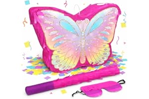 Butterfly Pinata Party Game Set |Colorful Birthday Party Decoration with Stick & Blindfold, Spring Theme Party Supplies for G