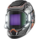 ANDELI Welding Helmet with 4 LED Light, Panoramic Large Viewing Screen 3.94"X3.74" True Color Auto Darkening Welding Helmet, 6 Arc Sensor Wide Shade 4/5-9/9-13 Welder Mask Type-C Charging