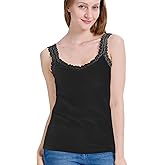 Codida Lace Camisole for Women Cotton Tank Tops Airy Soft Comfy Stretch Cami Undershirt for Layering