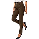Rammus Womens Yoga Dress Pants with Pockets Stretch Work Leggings for Women Pull On Skinny Slacks for Business Office Casual