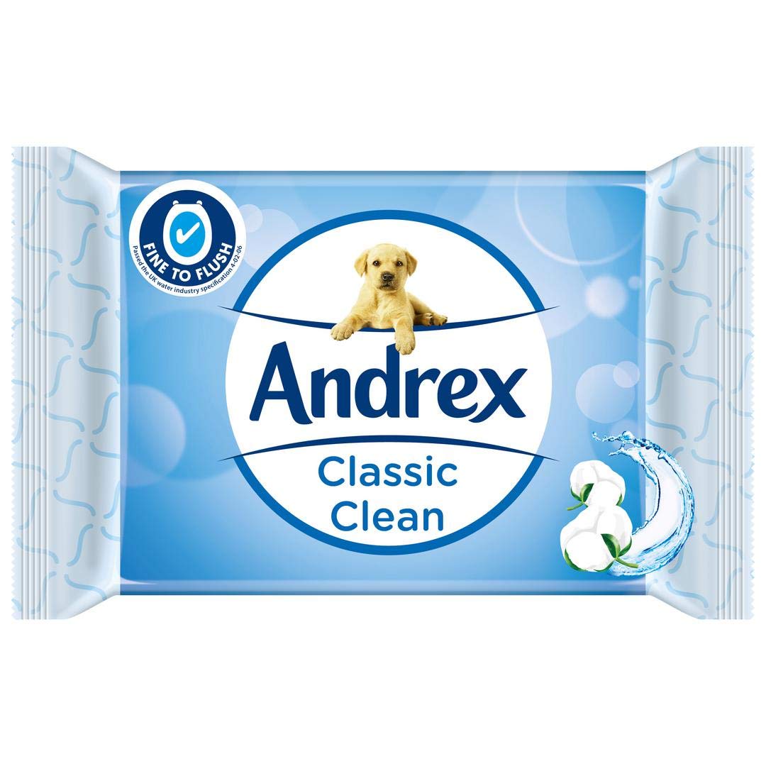 Andrex Classic Clean Washlets Moist Toilet Tissue, Plastic Free & Biodegradable