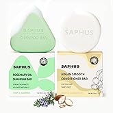 SAPHUS Rosemary Oil Shampoo Bar & Argan Conditioner Bar Set – Strengthening, Volumizing Solid Duo for Fine or Thinning Hair – Natural Hair Growth & Scalp Refresh