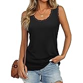 JUSTFASHIONNOW Womens Lace Tank Tops Summer Scoop Neck Casual 2026 Sleeveless Tops Trendy Dressy Loose Fit Shirts