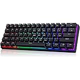Portable 60% Mechanical Gaming Keyboard,60 Percent Wired Gamer Keyboard with Blue Switches,LED Customization Backlit,61 Keys