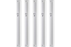 SUPER STAM MEZUZAH CASE Holder (shidell) בית מזוזה Plastic Silver shin Rectangle Shape 6.3/4 INCH -17.5x2x2 c''m Waterproof Rubber Cork lot of 5 (White, 15 (for 15 cm Scroll))