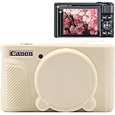 Frevyve Case for Canon PowerShot SX740 HS, SX730 HS Camera, Soft Silicone Protective Case, Slim Fit Sleeve with Removable Lens Cover and Screen Protector Accessories, Anti-Scratch (Beige)