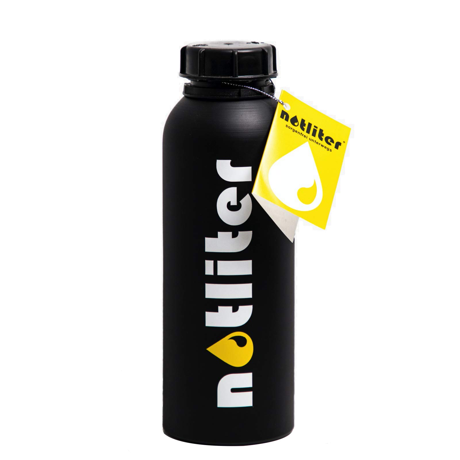 notliter Worry Travel Spare Bottle Matt Black, 1.25 Liters for Petrol, Diesel, Aluminium, Black