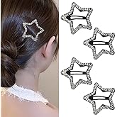 Glitter Star Hair Clips Rhinestone for Women Girls Y2k Shaped Snap Barrette Hairpins Geometric Crystal Styling Accessories 4 PCS