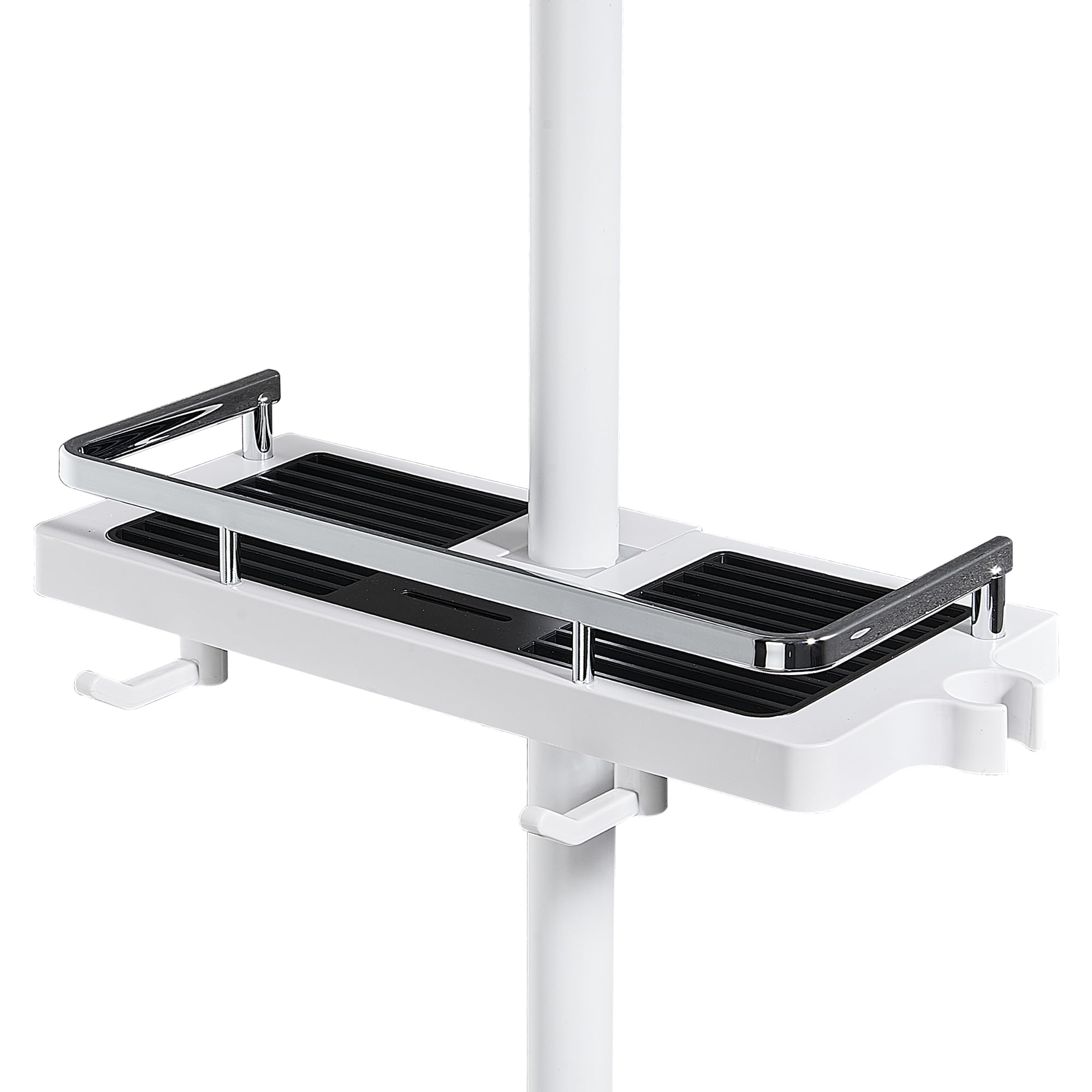 DUFU Shower Caddy No Drill 1Packs Shower Shelf Bathroom Shelf Shower Rack Organiser Holder for Soap Shampoo Towel with Buckle and Shower Head Hook Fit 0.83-0.98in Shower Rail, 1pack White