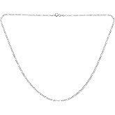 Bling Jewelry Unisex Thick or Thin Strong Solid 14K Yellow Gold Overlay.925 Sterling Silver Figaro Link Chain Necklace For Men Women 14-24 Inch