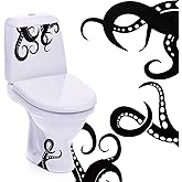 Outus 15 Pieces Kraken Octopus Toilet Tentacles Wall Decals Decor Sticker Octopus Home Decal Black Sea Creature Wall Art Sticker Tentacles Bathroom Kraken Decal for Toilet Seat
