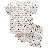 Zanie Kids Baby Toddler Pajamas for Girl and Boy Sleepwear Summer Pja Homewear Cotton
