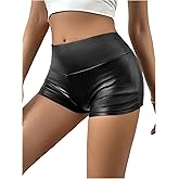 WDIRARA Women's PU Leather Skinny Shorts Low Waisted Biker Shorts
