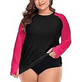 FOREYOND Plus Size Rash Guard Shirts for Women Long Sleeves UPF 50+ Sun Protection Loose Fit Swimming Tops Swimwear
