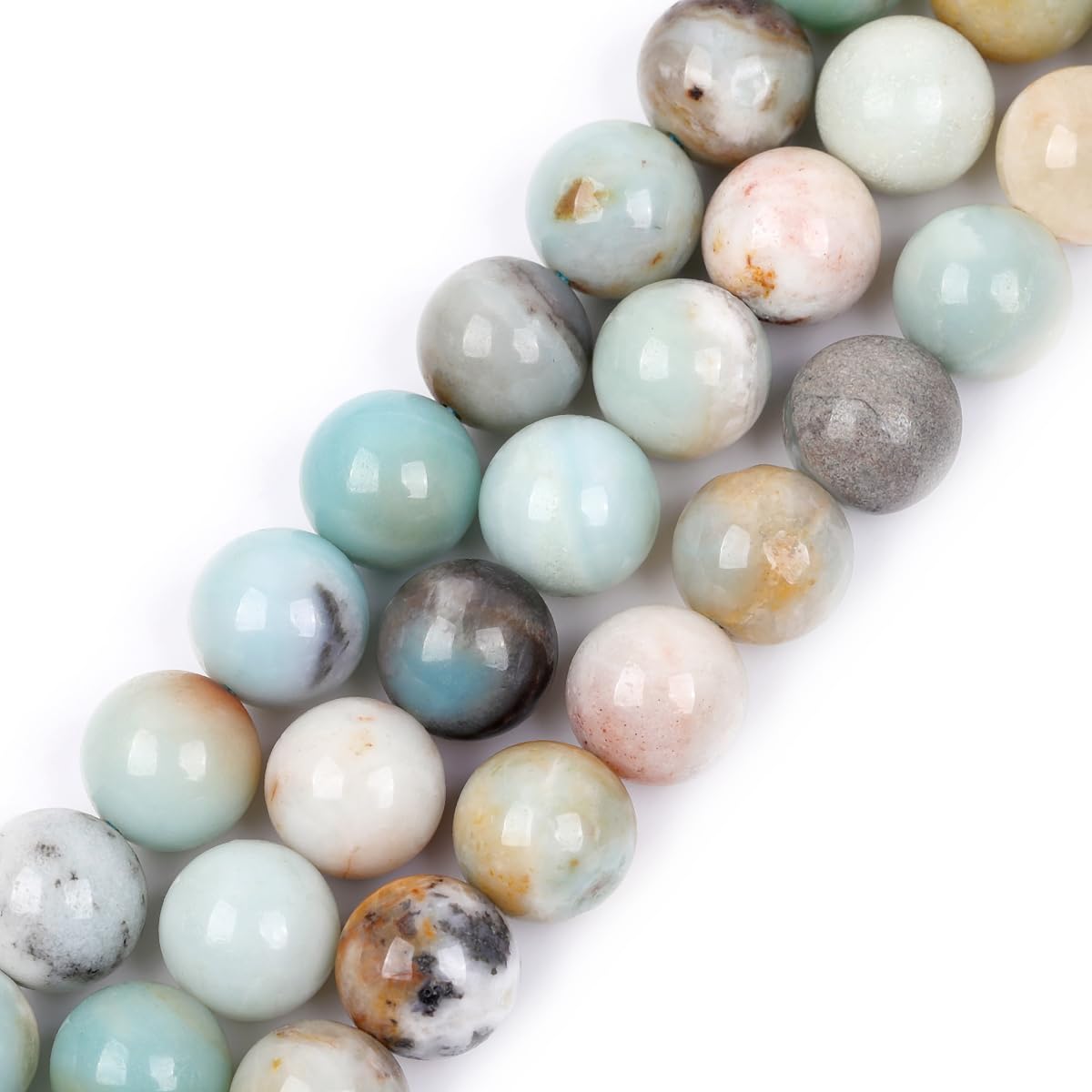 GEM-Inside Natural 12mm Amazonite Round Gemstone Semi Precious Loose Beads for Jewellery Making 15''