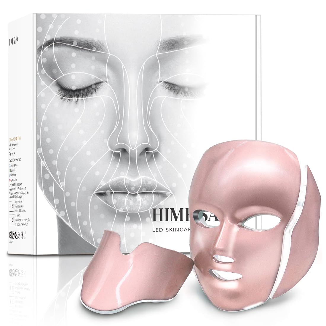Led Face Mask Light Therapy, HIME SAMA 7 Colors Led Face Light Therapy Mask for Face and Neck Skin Rejuvenation, Blue & Red Light Therapy Mask Anti-aging Wrinkles Skin Tightening Spots Home Use A-021