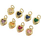 ARTISAMILY Heart Teardrop Cubic Zirconia Pendants Cute Heart Square CZ Stone Dangle Earring Charms with Jump Ring 18k Gold Plated Necklace Pendants for DIY Bracelet keychain Jewelry Making