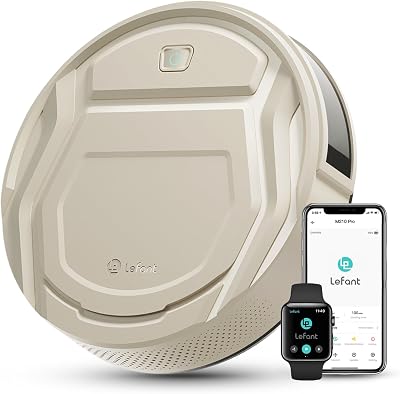 Aspirateur Robot Mince 2200Pa, Silencieux 55dB, Connecté avec WiFi/Bluetooth/Alexa/App, 120min d'Autonomie, Auto-Charge, Idéal pour Poils d'animaux Sols Durs, M210P Champagne