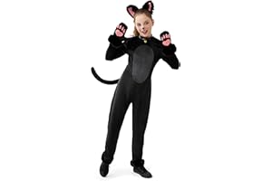 Spooktacular Creations Girls Cat Costume, Black Cat Plush Costume, Child Outfit Set for Kids Halloween Role Play Themed Party