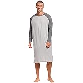 HEAVYWOOD Mens Nightshirt Pajamas Long Sleeve Nightgown Sleepwear Big&Tall Sleep Shirts