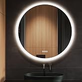 S&middot;BAGNO 30&rsquo;&rsquo; Round Led Bathroom Mirror with Lights, Wall-Mounted Vanity Mirror, 3000K/4000K/6500K, Inside Bluetooth Speaker Anti-Fog Dimmable Smart Mirror
