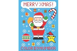 Merry Xmas Color By Number: Coloring Book with 26 Unique mystery square colors color by number - Relaxing Christmas Winter Scenes (Mosaics color by numbers book)