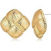 HolidayQbee Gold Texured Stud Earrings - Twisted Studs for Women - Perfect Fashion Jewelry Gift