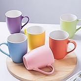 zuduoeoa Coffee Mugs Set of 6, 12oz Ceramic Coffee Mugs with Handle, Colorful Matte Porcelain Coffee Mug for Latte, Tea, Cocoa, Cappuccino, Cups for Women Men for Home Restaurant Mug(Multicolour)