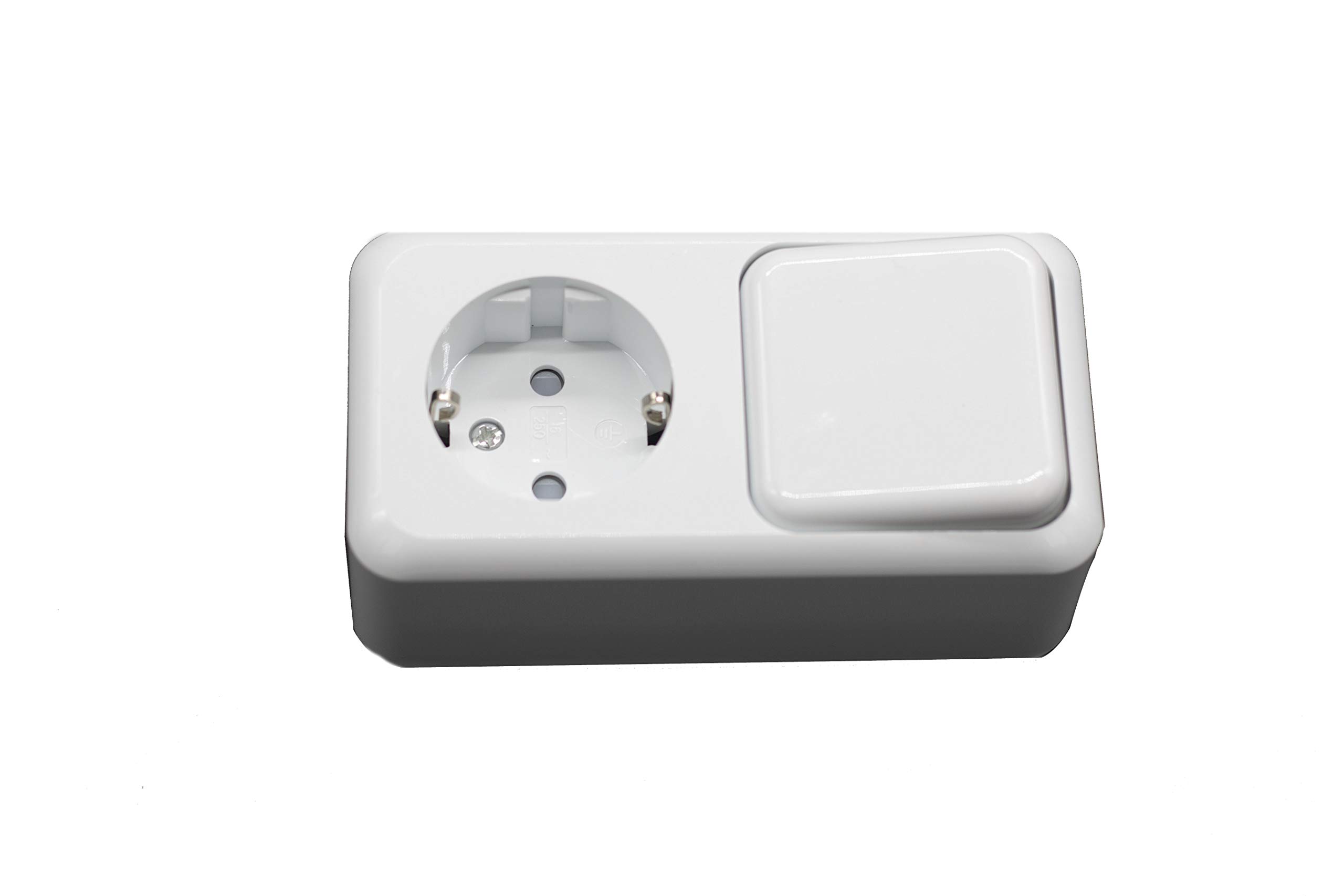 Prendeluz - Schuko base with white switch 16A/250V.