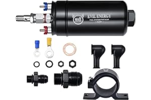 EVIL ENERGY External Inline Fuel Pump Electric 300LPH High Flow 12V with 60 mm Bracket Clamp Black