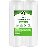 Syntus Vacuum Sealer Bags for food, 2 Pack 8" x 20' Commercial Grade Bag Rolls, Food Vac Bags for Storage, Meal Prep or Sous Vide