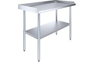 AmGood Commercial Work Table with Backsplash and Sidesplashes | NSF (Stainless Steel Table with Sideguards, 48" Long x 24" Deep)