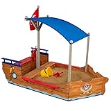 KidKraft Wooden Pirate Sandbox with Canopy, Covered