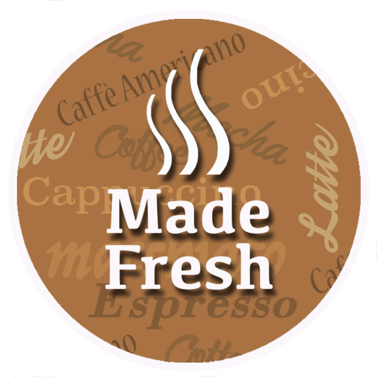 Made Fresh Brown Round Sticker for Baking Cooking Food Packaging (Pack of 100)