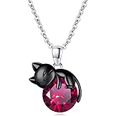 Vadmans Cat Necklace Sterling Silver Cat Pendnat with Rose Quartz Pearl Jewelry Gifts for Women Cat Lovers