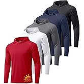 ZITY 5 Pack Mens UPF 50+ Hoodie Shirts Sun Protection Athletic Fast Dry Lightweight Rashguard for Fishing Hiking Workout