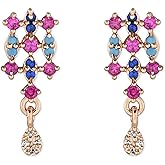 I Jewels Rose Gold Plated Fashion Cubic Zirconia Diamoand Stud Earrings For Women (E3083)