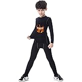 Tesuwel 2/3/4 Pcs Boys Girls Base Layer Athletic Compression Leggings and Shirts Thermal Underwear Set Running Pants Tights