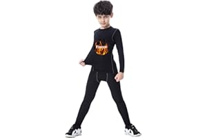 Tesuwel 2/3/4 Pcs Boys Girls Base Layer Athletic Compression Leggings and Shirts Thermal Underwear Set Running Pants Tights