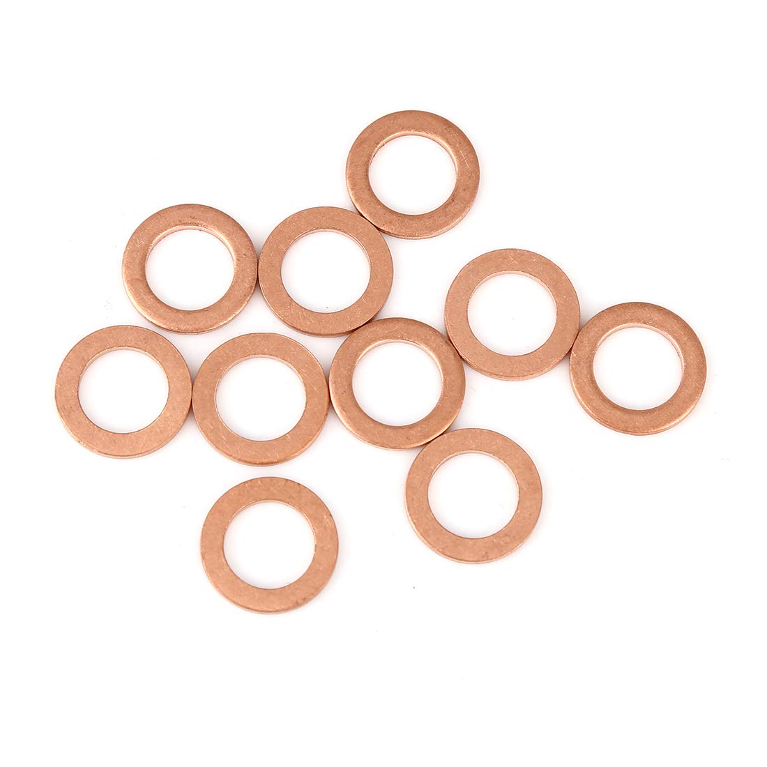 X AUTOHAUX 10pcs Copper Washer Flat Sealing Gasket Ring for Car 10 x 16 x 1.5mm