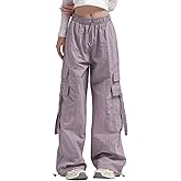 Bakyarder Drawstring Wide Leg Cargo Pants Women Baggy, Elastic Waist Pants Y2K Dance Hip Pop Pants
