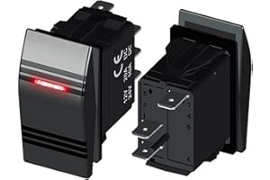 RWUJILONG Car-ling Boat Rocker Switches 3Pin Rocker Switch 12V On-Off Marine Rocker Switches Waterproof with Red LED for Car Marine RV SUV Caravans Truck Camper UTV etc