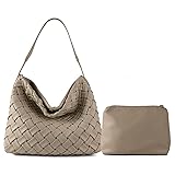 JINMANXUE Women Boston Bag Woven Vegan Leather
