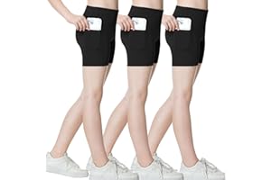 B&GCozy 3 Pack Girls Volleyball Shorts with Pockets Athletic Gymnastics Cheer Shorts Kids Yoga Dance Compression Shorts