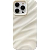 Caseative for iPhone 15 Pro Max Case, White | Water Ripple Pattern Curly Wave Shape Soft