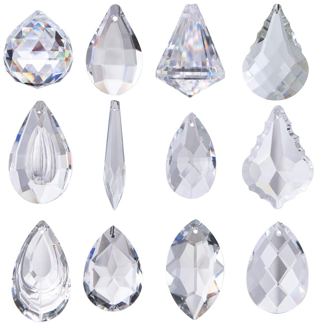 Pack of 12 Crystal Chandelier Lamp Lighting Drops Pendants Hanging Glass Ball Prisms Window Suncatcher Home Decor