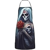 Senheol Mexican Apron Sugar Skull Aprons With Pockets Waterproof Kitchen Apron Women Men For Chef Bbq Cooking